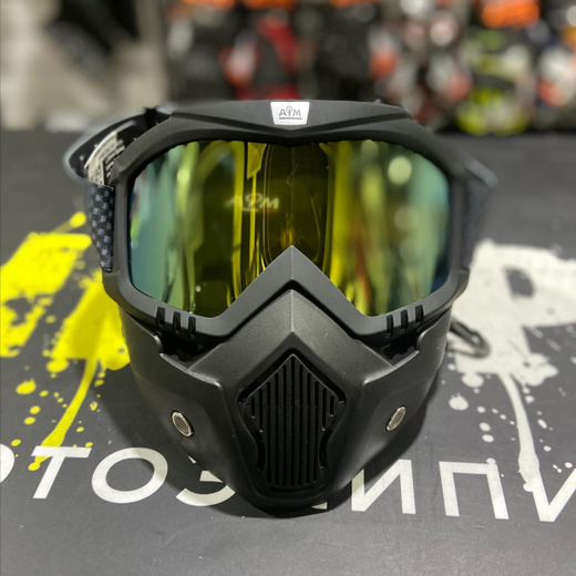 Очки снегоходные с двойной линзой + маска AiM (PRO) Black Matt pitbikemarket.ru